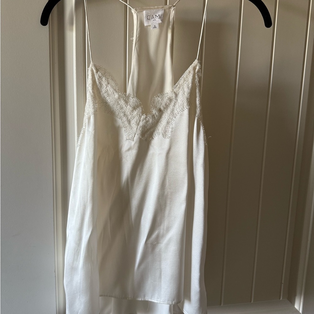 Cami NYC White Lace Trim Chemise